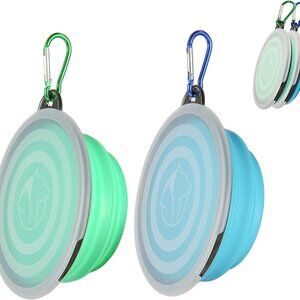 Collapsible Bowl with Cover Lids,2 Pack Dog Travel Bowls Portable Foldable Cat W